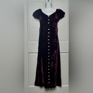 Vintage Betsey Johnson dress Small maxi purple burgundy crushed velvet y2k goth